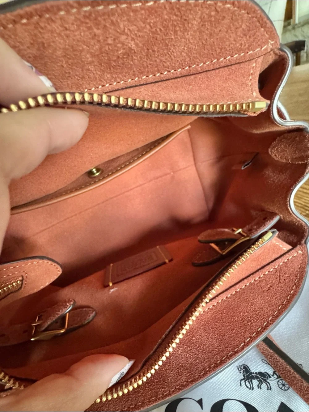 COACH Soft Empire 21 Bag in Clay Suede